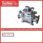 Techno Manual 2024 3-Pc Sanitary Ball Valve With Mounting Pad 3/4"(19mm) (1pc)